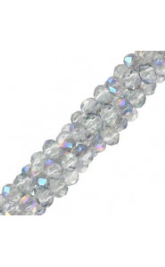 Faceted glass beads 3x2mm disc - Montana blue-pearl shine coating